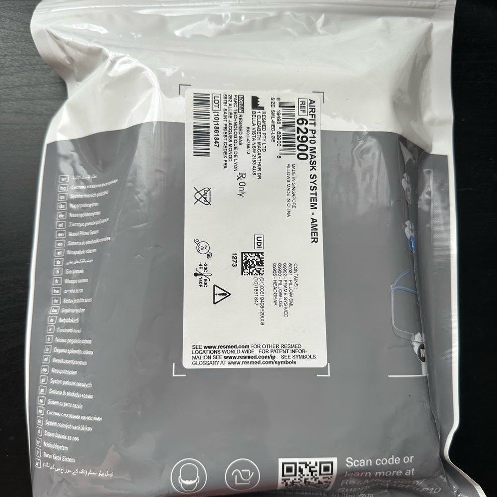 ResMed 62900 AirFit Air Fit P10 Nasal Pillow Small/Medium/Large Kit New Sealed - Picture 3 of 3